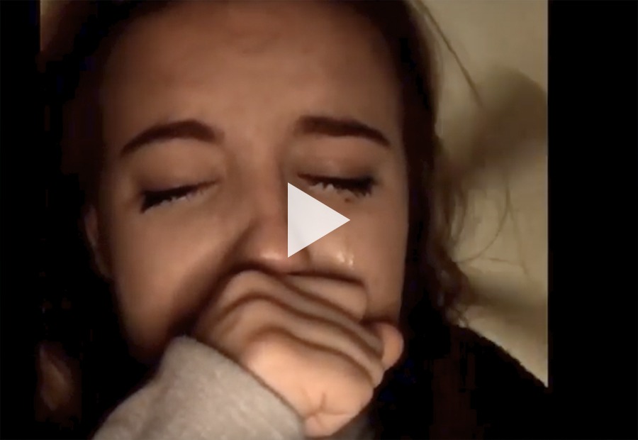 a teenage girl crying