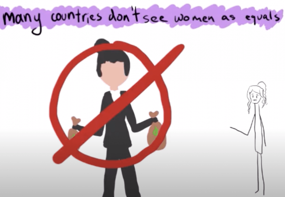 an illustrated image of a woman that has no equal rights